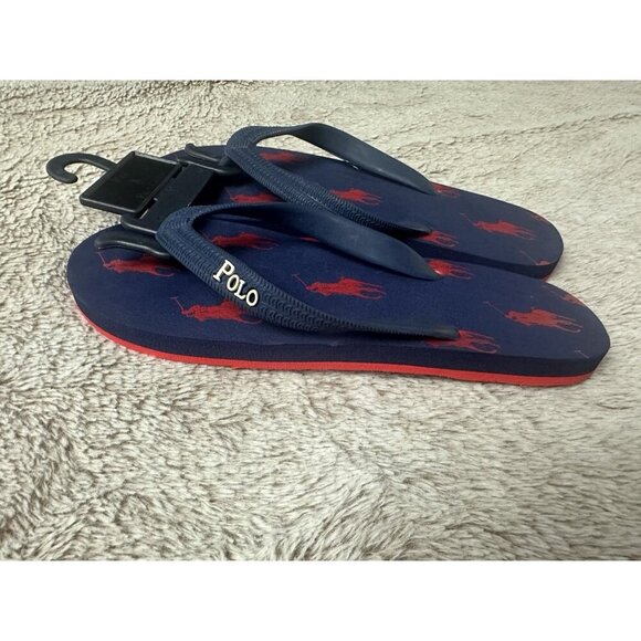 KIDS RALPH LAUREN POLO "WHITLEBURY" PONY FLIP FLOP Boys Size 5 Y - Picture 5 of 13